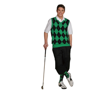 Ralph Lauren Polo Golf Mens V-Neck Sweater Vest Argyle Navy Blue Lime Green XL